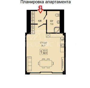 Студия квартира, строящийся дом, 51м2, 6/7 этаж