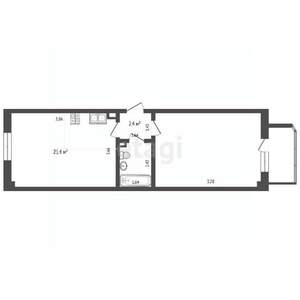 1-к квартира, вторичка, 52м2, 1/11 этаж
