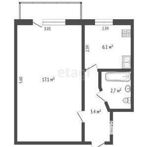 1-к квартира, вторичка, 29м2, 5/5 этаж