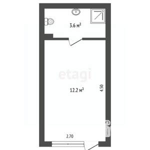 Студия квартира, вторичка, 16м2, 1/2 этаж