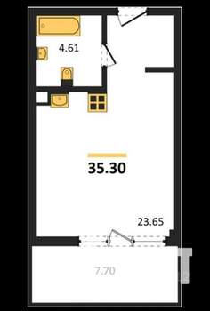Студия квартира, вторичка, 35м2, 1/5 этаж