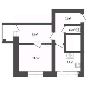 1-к квартира, вторичка, 32м2, 1/2 этаж