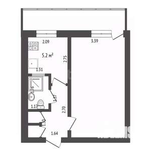 1-к квартира, вторичка, 30м2, 2/5 этаж