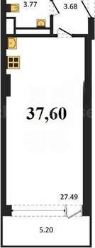 1-к квартира, вторичка, 38м2, 9/10 этаж