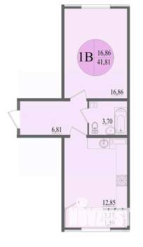 1-к квартира, вторичка, 42м2, 6/12 этаж