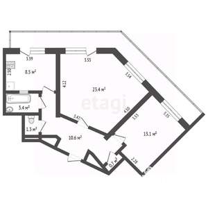 2-к квартира, вторичка, 64м2, 3/5 этаж