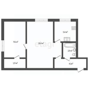 2-к квартира, вторичка, 42м2, 1/3 этаж