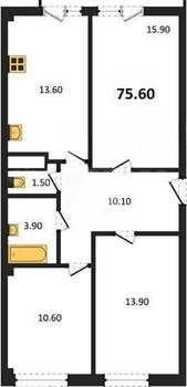 3-к квартира, вторичка, 76м2, 1/9 этаж
