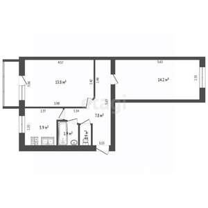 2-к квартира, вторичка, 45м2, 4/5 этаж