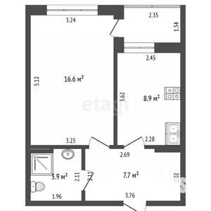 1-к квартира, вторичка, 37м2, 4/10 этаж