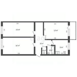 3-к квартира, вторичка, 62м2, 5/5 этаж