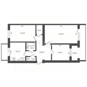 3-к квартира, вторичка, 73м2, 5/5 этаж