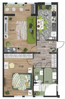 2-к квартира, вторичка, 65м2, 10/10 этаж