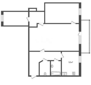 3-к квартира, вторичка, 59м2, 2/5 этаж