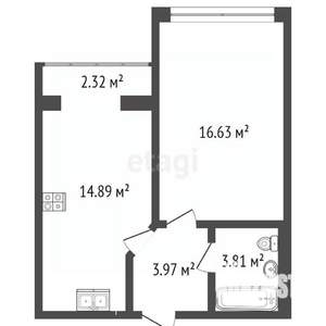 1-к квартира, вторичка, 42м2, 1/5 этаж