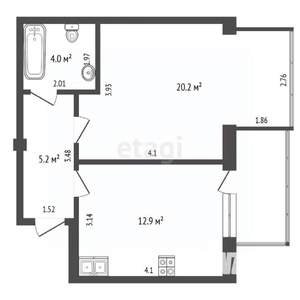 1-к квартира, вторичка, 46м2, 3/7 этаж