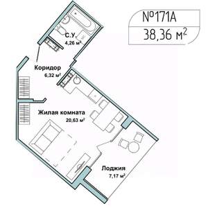 1-к квартира, вторичка, 39м2, 4/5 этаж