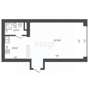 1-к квартира, вторичка, 34м2, 5/6 этаж