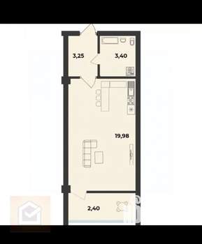 Студия квартира, вторичка, 29м2, 10/10 этаж