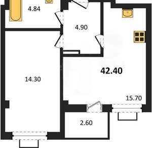 1-к квартира, вторичка, 42м2, 2/8 этаж