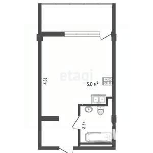 Студия квартира, вторичка, 35м2, 1/5 этаж