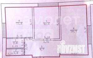 2-к квартира, вторичка, 57м2, 1/3 этаж