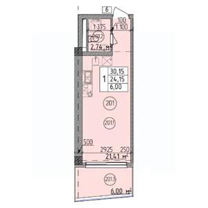 Студия квартира, вторичка, 30м2, 2/9 этаж