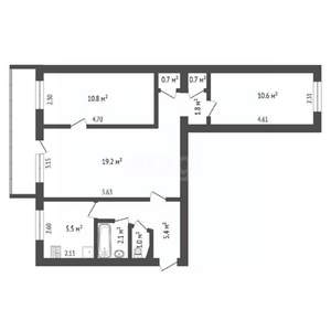 3-к квартира, вторичка, 59м2, 4/5 этаж