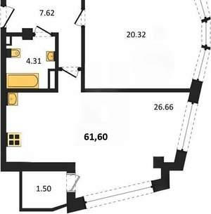 Студия квартира, вторичка, 62м2, 3/5 этаж