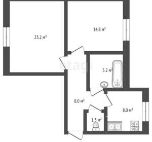 2-к квартира, вторичка, 61м2, 2/2 этаж