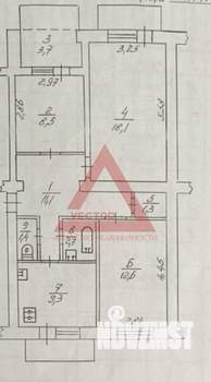 3-к квартира, вторичка, 71м2, 5/5 этаж