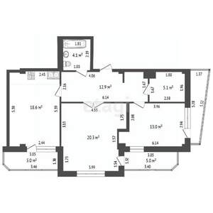 2-к квартира, вторичка, 74м2, 5/6 этаж