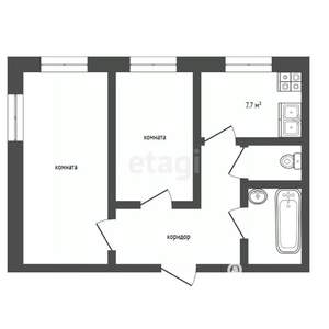 2-к квартира, вторичка, 56м2, 3/3 этаж