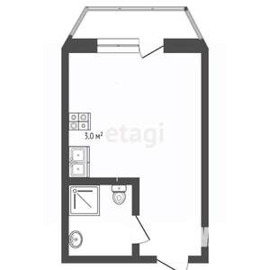 Студия квартира, вторичка, 23м2, 1/4 этаж