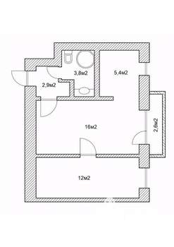 2-к квартира, вторичка, 42м2, 3/3 этаж
