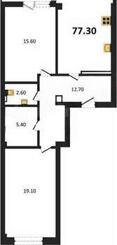 2-к квартира, вторичка, 77м2, 9/9 этаж