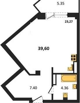 Студия квартира, вторичка, 40м2, 2/5 этаж