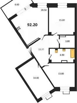 3-к квартира, вторичка, 92м2, 2/8 этаж