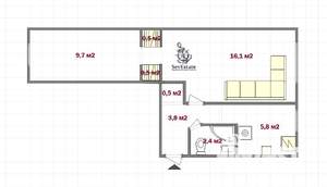2-к квартира, вторичка, 40м2, 1/5 этаж