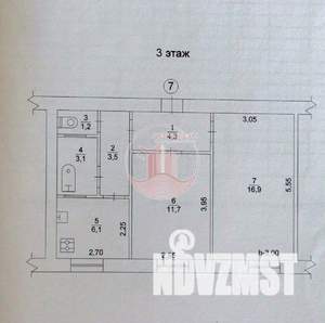 2-к квартира, вторичка, 47м2, 3/3 этаж