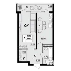 1-к квартира, вторичка, 45м2, 10/10 этаж