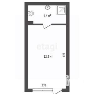 Студия квартира, вторичка, 16м2, 1/2 этаж