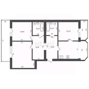 3-к квартира, вторичка, 83м2, 1/5 этаж