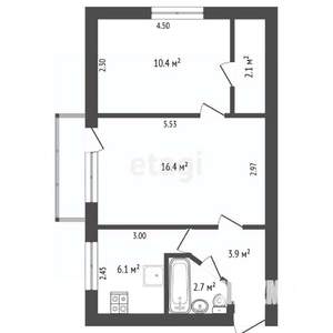 2-к квартира, вторичка, 43м2, 3/6 этаж