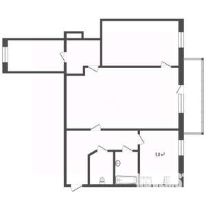 3-к квартира, вторичка, 60м2, 1/5 этаж