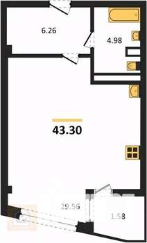 1-к квартира, вторичка, 43м2, 2/5 этаж