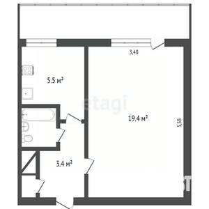 1-к квартира, вторичка, 33м2, 1/5 этаж