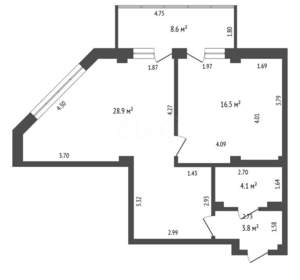 2-к квартира, вторичка, 62м2, 1/2 этаж