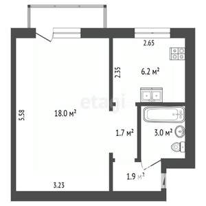 1-к квартира, вторичка, 31м2, 5/5 этаж