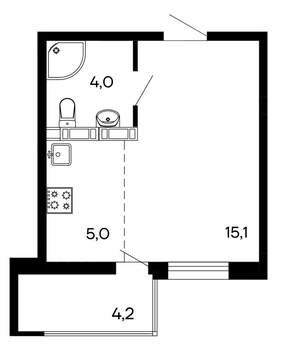 Студия квартира, строящийся дом, 28м2, 7/9 этаж